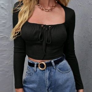 Tie front crop tee